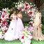 A-Line Off Shoulder Long Cheap Pink Tulle Bridesmaid Dresses with Appliques, QB0028