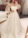 Ball Gown New Arrival V-neck Long Sleeves Ivory Tulle Princess Long Cheap Evening Prom Dresses, QB0973