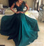 2021 Cap Sleeve Sleeves Emerald Green Evening Prom Dresses, QB0446