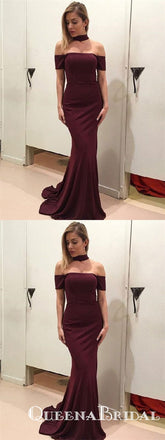 Charming Off the Shoulder Mermaid Long Prom Dresses for Women, QB0596