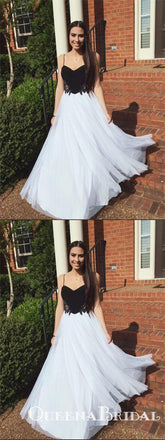 A-line Spaghetti Straps Floor-length Chiffon Prom Dresses, QB0785