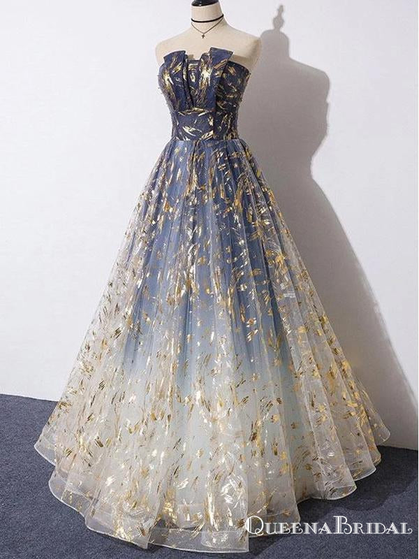 Unique A Line Strapless Ombre Long Cheap Ball Gown Prom Dresses, Stunn QueenaBridal Unique A Line Strapless Ombre Long Cheap Ball Gown Prom Dresses, Stunn QueenaBridal