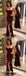 Burgundy Spaghetti Strap Side Slit Mermaid Evening Dresses Prom Dresses, QB0717
