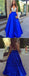 A-line V-neck Beaded Bodice Royal Blue Long Prom Dresses with Pocket, QB0317