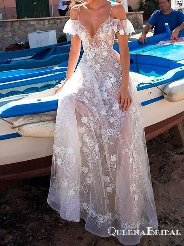 A Line Lace Straps Long Prom Dress, Elegant Sexy Evening Dresses, Sexy QueenaBridal A Line Lace Straps Long Prom Dress, Elegant Sexy Evening Dresses, Sexy QueenaBridal