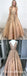 Ball Gown V Neck Open Back Gold Lace Long Prom Dresses with Beading, QB0583