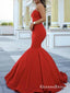 Simple Cheap Red Mermaid Long Evening Prom Dresses, QB0459