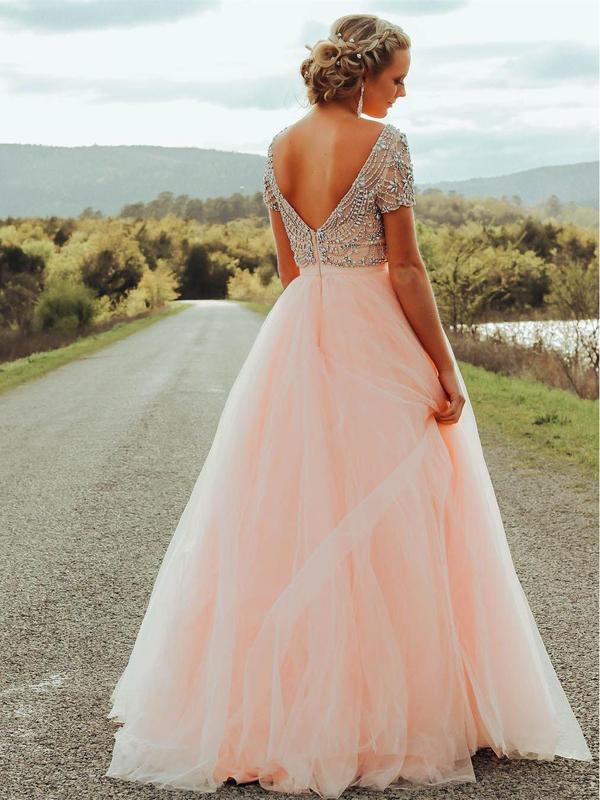 Rhinestone Beaded Prom Dresses with Short Sleeves Plus Size Cheap Prom QueenaBridal Rhinestone Beaded Prom Dresses with Short Sleeves Plus Size Cheap Prom QueenaBridal