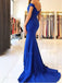 Royal Blue Mermaid Prom Dresses with Train,Simple Cheap Evening Dresses, QB0302