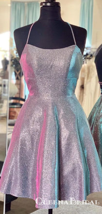 Charming Sleeveless Criss Cross Sparkle Short Homecoming Dresses, QB0882