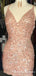 2021 Newest Tight Sparkle Peach Sequins Homecoming Dresses, QB0886