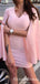 Beautiful Sheath V Neck Pink Short Party Homecoming Dresses With Cloak, QB0895