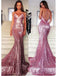 Spaghetti Strap Pink Mermaid Prom Dresses Sexy Backless Formal Dresses, QB0282