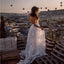 Sexy A-Line Straps Backless Court Train Lace Beach Long Wedding Dresses Online, QB0003