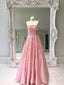 Strapless Beaded Appliqued Pink Long Prom Dresses Quinceanera Dresses, QB0350