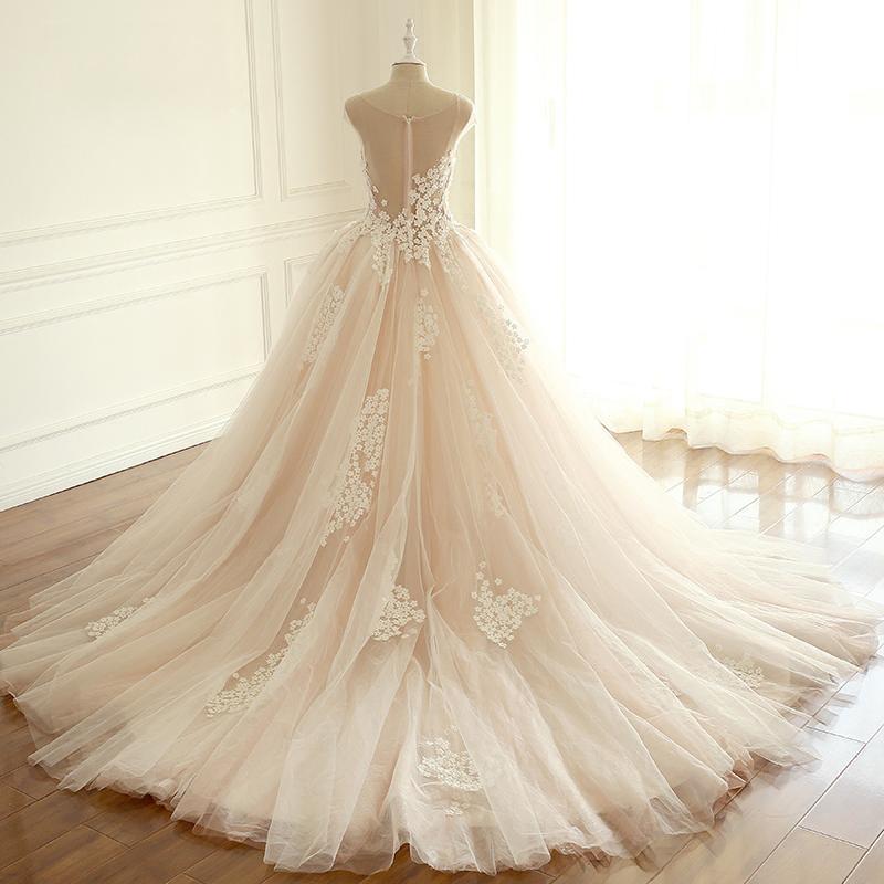 Cap Sleeve Lace Long Custom Cheap Custom Wedding Dresses, WD307