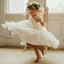 Lovely Round Neck Cap Sleeves White Cheap Flower Girl Dresses with Ruffles, QB0086