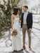 Straps Long A-line Chiffon Lace Country Long Cheap Wedding Dresses, QB0852